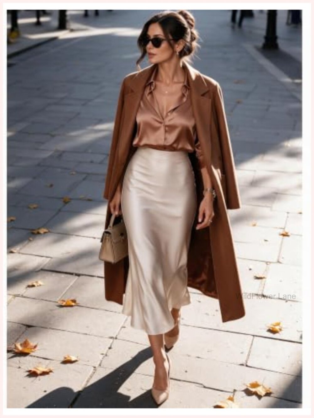 Satin Button Down Blouse Long Sleeve Loose Fit Silk Shirt - Picture 3 of 6